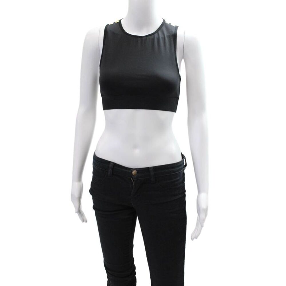 Ultracor Women's Scoop Neck Sleeveless Star Embellish Sport Bra Black Size S